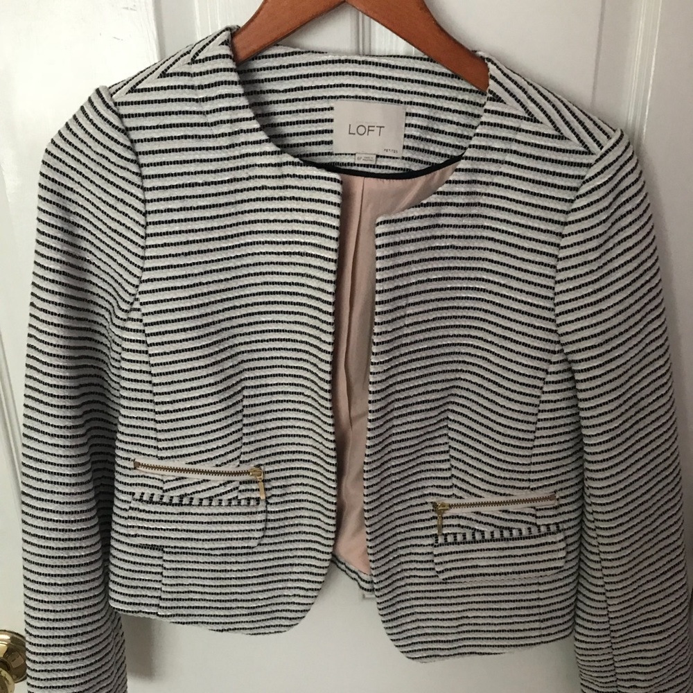 Ann Taylor Loft cropped tweed blazer